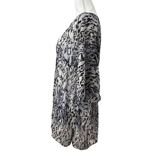 Animal Print Sheer Tunic Top With Empire Waist Womens Size XL - Picture 2 of 11